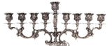 FINE 925 STERLING SILVER HANDMADE CHASED LEAF APPLIQUE ORNATE CHANUKAH MENORAH