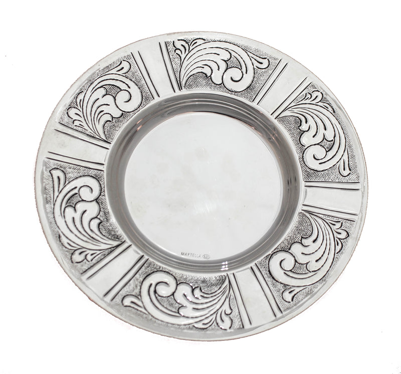 FINE 925 STERLING SILVER HANDMADE LEAF SWIRL CHASED ORNATE CUP & TRAY
