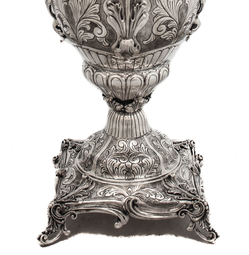 FINE 925 STERLING SILVER HANDMADE ORNATE FLOWER VASE WITH HANDLE