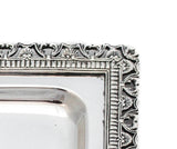 FINE 925 ITALIAN STERLING SILVER CHASED ELEGANT INTRICATE BORDER RECTANGLE TRAY