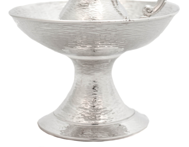 FINE ITALIAN 925 STERLING SILVER SLEEK MODERN HAMMERED MAYIM ACHRUNIM CUP & BOWL