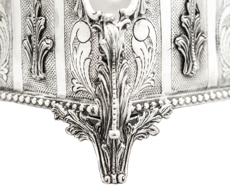 FINE 925 STERLING SILVER HANDMADE CHASED LEAF DESIGNED LEAF APPLIQUE NAPKIN HOLD