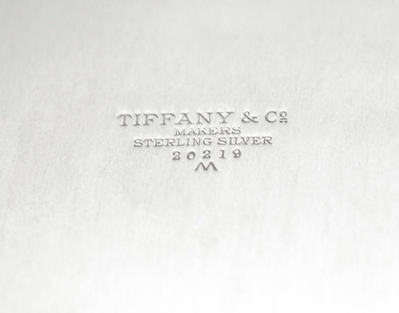 TIFFANY & CO 925 STERLING SILVER HANDMADE ROUND PLAIN MONOGRAM TRAY