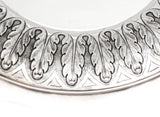 LARGE ITALIAN 925 STERLING SILVER HANDMADE LEAF MATTE & SHINY ROUND TRAY