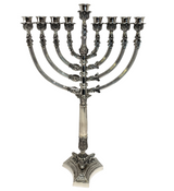 LARGE TALL 925 STERLING SILVER HANDMADE ELEGANT TRIANGLE BASE CHANUKAH MENORAH