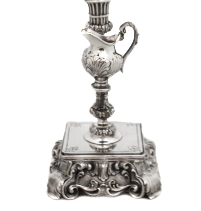 FINE ITALIAN 925 STERLING SILVER HANDMADE ELEGANT ORNATE CHASED CHANUKAH MENORAH