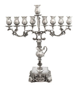 FINE ITALIAN 925 STERLING SILVER HANDMADE ELEGANT ORNATE CHASED CHANUKAH MENORAH