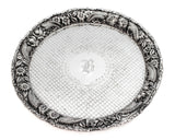 FINE 925 STERLING SILVER CHASED REPOSSE MONOGRAMED ROUND TRAY