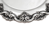 FINE PORTUGUESE 925 STERLING SILVER HANDMADE CHASED FLORAL ORNATE ROUND TRAY