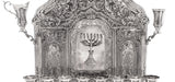 925 STERLING SILVER HANDCRAFTED DETAILED CHASED CROWN BACKWALL MENORAH