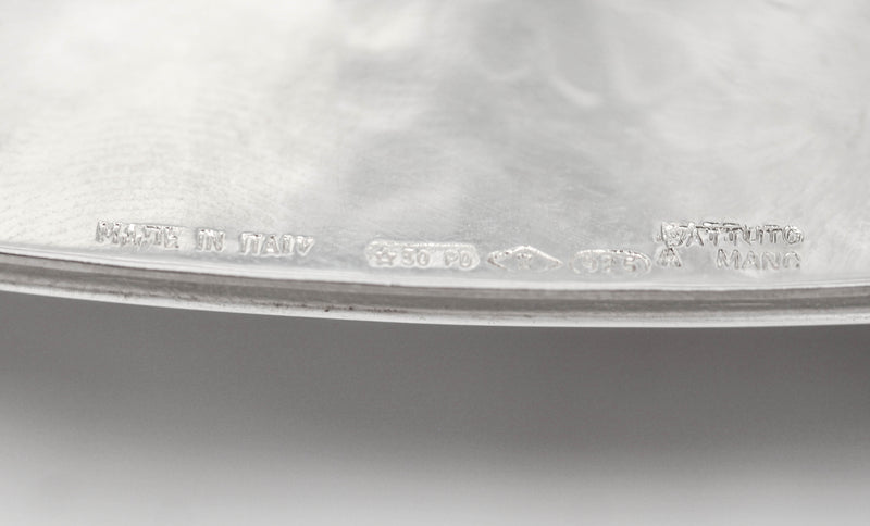 FINE ITALIAN 925 STERLING SILVER HANDMADE MODERN GLOSSY HAMMERED SERVING TRAY
