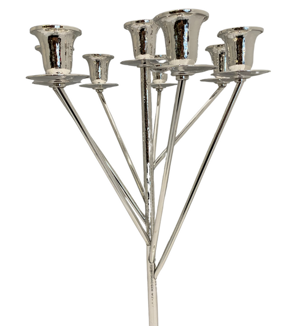 FINE ITALIAN 925 STERLING SILVER HANDMADE HAMMERED & SHINY 8 LIGHT CANDELABRA