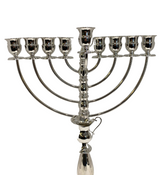 FINE 925 STERLING SILVER HANDMADE MODERN SHINY SLEEK ROUNDED CHANUKAH MENORAH