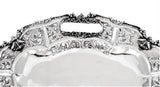 ITALIAN 925 STERLING SILVER HANDMADE CHASED LEAF SWIRL ORNATE RECTANGLE TRAY