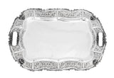 ITALIAN 925 STERLING SILVER HANDMADE CHASED LEAF SWIRL ORNATE RECTANGLE TRAY