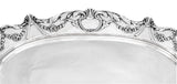 FINE ANTIQUE 925 STERLING SILVER HANDMADE SHINY FLORAL ORNATE MONOGRAMMED TRAY