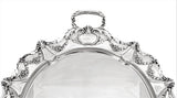 FINE ANTIQUE 925 STERLING SILVER HANDMADE SHINY FLORAL ORNATE MONOGRAMMED TRAY