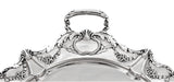 FINE ANTIQUE 925 STERLING SILVER HANDMADE SHINY FLORAL ORNATE MONOGRAMMED TRAY