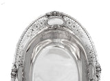 FINE ANTIQUE 925 STERLING SILVER HANDMADE CHASED FLORAL GLOSSY OVAL SERVING DISH