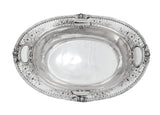 FINE ANTIQUE 925 STERLING SILVER HANDMADE CHASED FLORAL GLOSSY OVAL SERVING DISH
