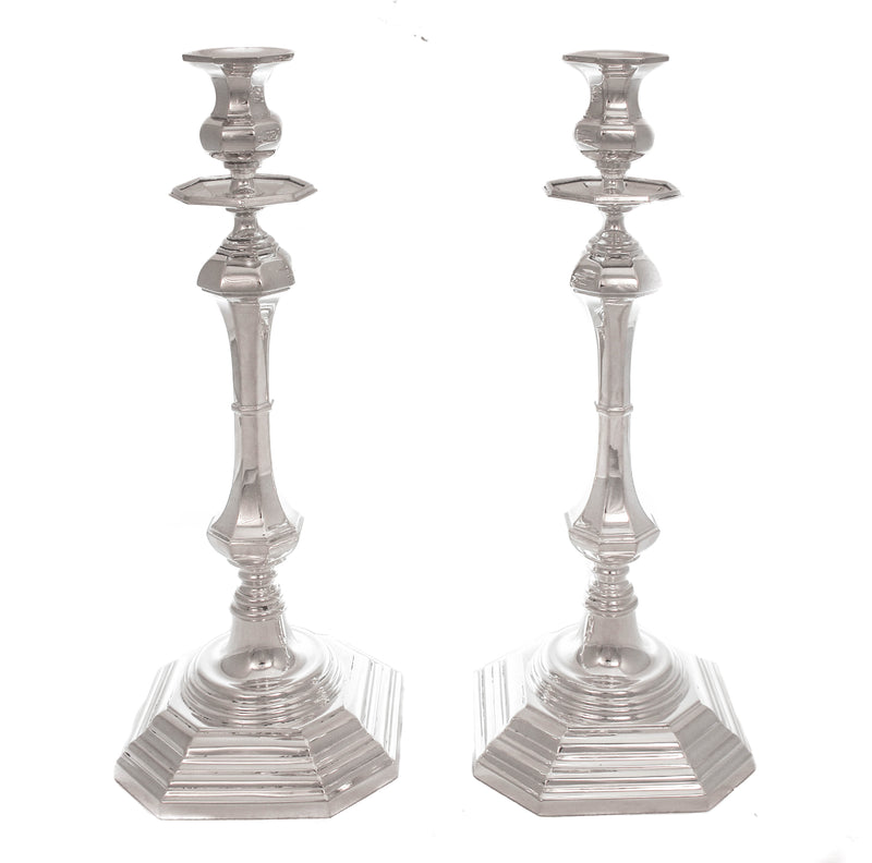 TOPAZIO 925 STERLING SILVER HANDMADE MODERN GLOSSY TIFFANY STYLE CANDLESTICKS
