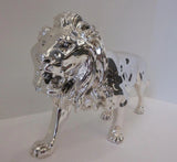 FINE ITALIAN SILVER PLATED HANDCRAFTED DETAILED FIERCE LION KING FIGURINE
