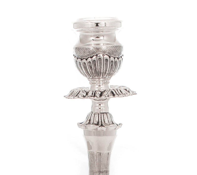 FINE 925 STERLING SILVER HANDMADE CHASED FLOWER APPLIQUE ORNATE CANDLESTICKS