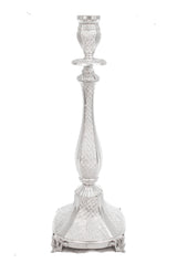 FINE 925 STERLING SILVER HANDMADE DIAMOND CUT GLOSSY ELEGANT ORNATE CANDLESTICKS