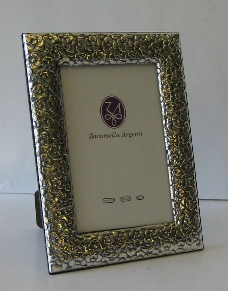 ZARMELLA ARGENTI 925 STERLING SILVER MULTI FLORAL 4 X 6 PICTURE FRAME