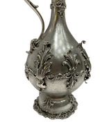 LARGE 925 STERLING SILVER HANDMADE MATTE & SHINY ORNATE WINE DECANTER & TRAY
