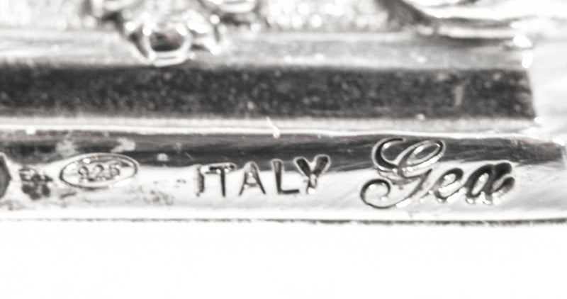 ITALIAN SMALL 925 STERLING SILVER HANDMADE HEAVY ORNATE LEAF SHELL CANDLESTICKS