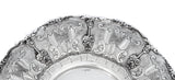FINE 925 STERLING SILVER HANDMADE FLORAL EMBOSSED APPLIQUE ROUND PLATE TRAY