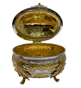 ITALIAN 925 STERLING SILVER & GILDED HANDMADE ELEGANT LEAF APPLIQUE ESROG BOX