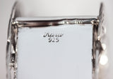 925 STERLING SILVER HANDMADE SWIRL CHASED LEAF APPLIQUE MATTE & SHINY MATCHBOX