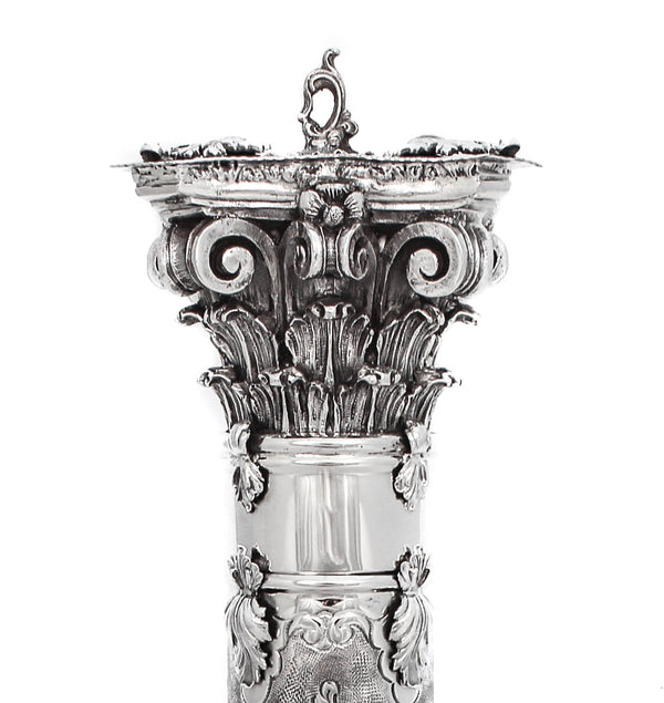 FINE ITALIAN 925 STERLING SILVER HANDMADE CHASED LEAF APPLIQUE MEGILLAH HOLDER