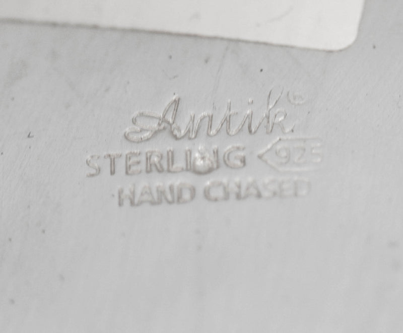 FINE 925 STERLING SILVER & GILDED LEAF APPLIQUÉ CHASED SWIRL NETILAT WASH CUP & BOWL SET