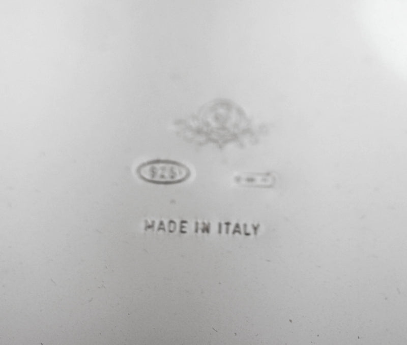 FINE ITALIAN 925 STERLING SILVER & CRYSTAL SLEEK MODERN CUPS & TRAY LIQUOR SET