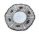 FINE 925 STERLING SILVER HANDMADE MATTE FLORAL ORNATE SWIRL CUP & TRAY