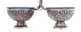 ITALIAN 925 STERLING SILVER & CRYSTAL HANDCRAFTED LACE DOUBLE SALT HOLDER