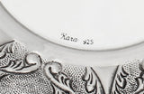 925 STERLING SILVER HANDMADE CHASED GARLAND HEART DESIGN CUP & TRAY