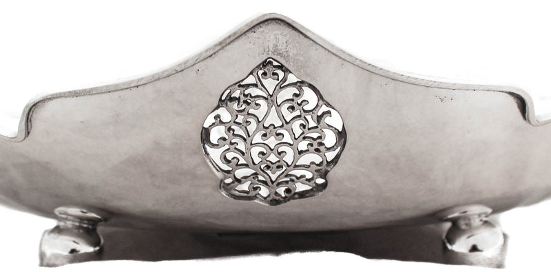 FINE 925 STERLING SILVER HANDCRAFTED OPEN FILIGREE LEAF SHINY SLEEK BOWL DISH