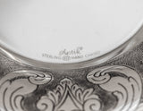 FINE 925 STERLING SILVER HANDMADE CHASED LEAF FLORAL APPLIQUE SWIRL CUP & TRAY