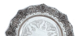 925 STERLING SILVER GLOSSY HANDMADE CHASED & FILIGREE AMERICAN BORDER ROUND TRAY