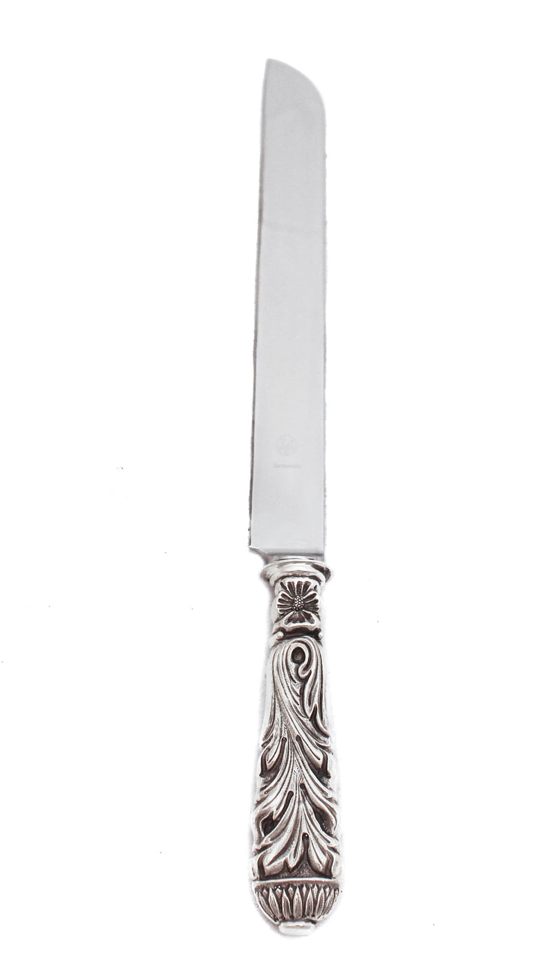ITALIAN 925 STERLING SILVER NON SERRATED ORNATE FLORAL SWIRL KNIFE