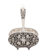 925 STERLING SILVER HANDMADE PORTUGUESE OVAL EMBOSSED NAPKIN HOLDER WITH HANDLE