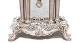 FINE ITALIAN SILVER PLATED FLORAL COLUMN SWIRL TABLE CLOCK WITH PENDULUM