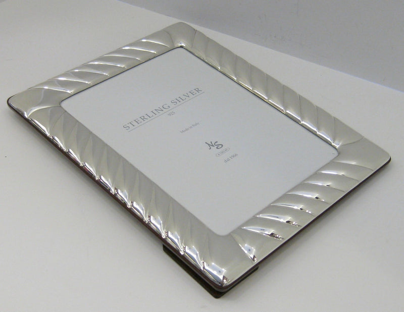 ITALIAN 925 STERLING SILVER HANDMADE GLOSSY MODERN FLUTED 7 X 9 PICTURE FRAME