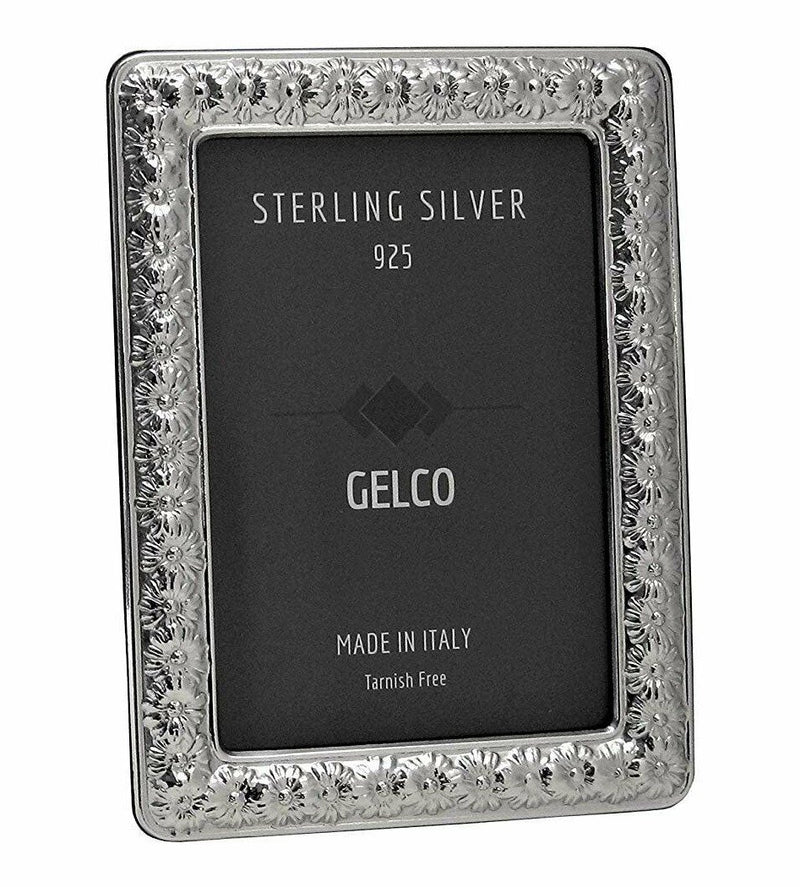 Gelco Italian 925 Sterling Silver Hand Embossed Daisy Picture Frame