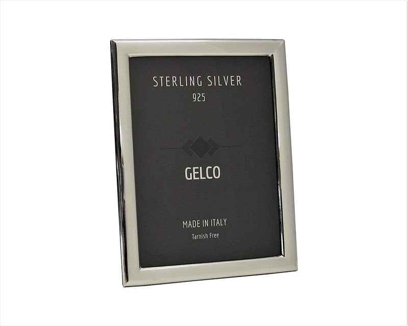 Gelco Italian 925 Sterling Silver & Wooden Back Sleek Picture Frame (4x6)