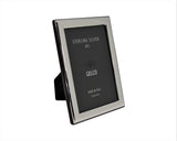 Gelco Italian 925 Sterling Silver & Wooden Back Sleek 5x7 Picture Frame
